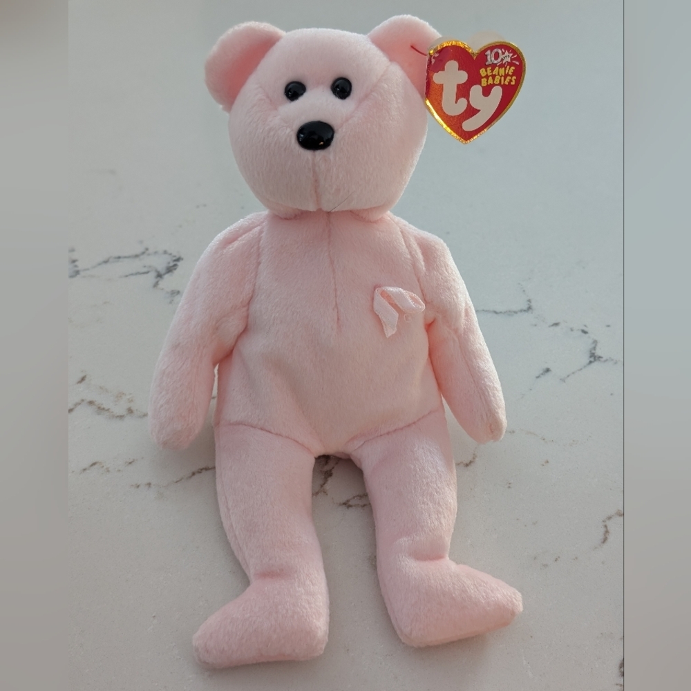 💚Beanie Baby Cure - NWT - Pink Breast Cancer Awareness
